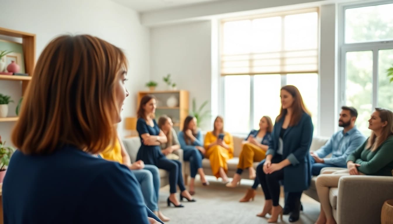 Promoting mental health awareness through a supportive gathering with diverse individuals.