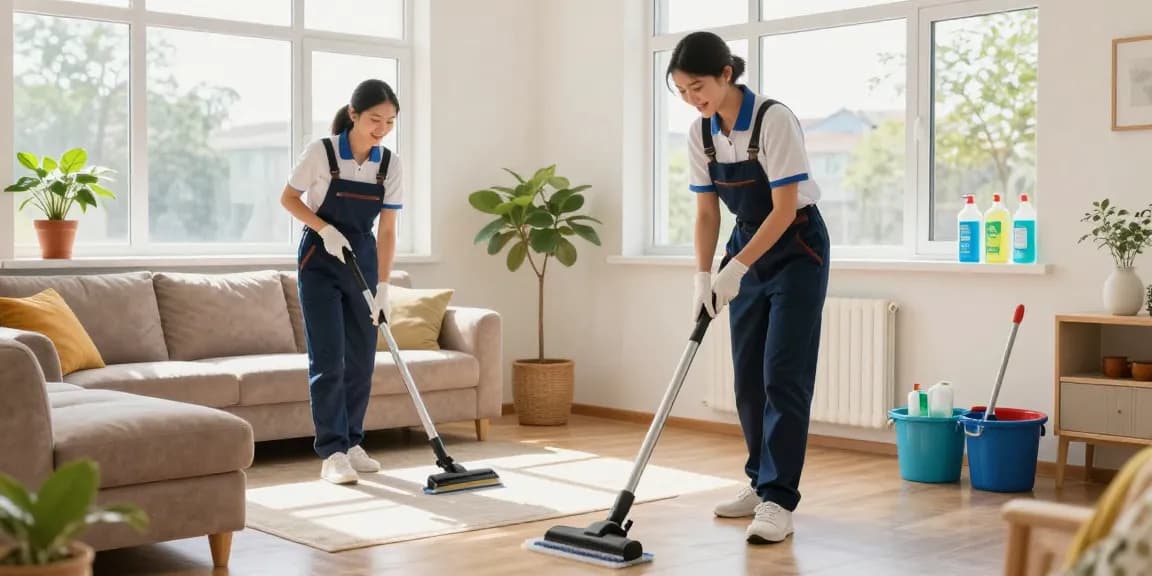Professional cleaning team in action highlighting putzinstitut bern services, showcasing a clean and inviting home environment.