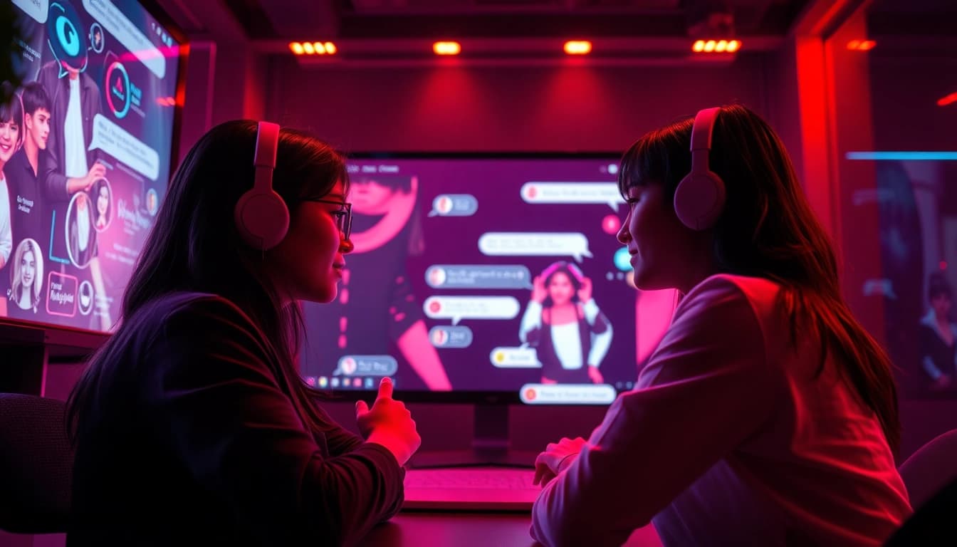 Dynamic view of an engaging NSFW chat scene with interactive AI character interfaces.