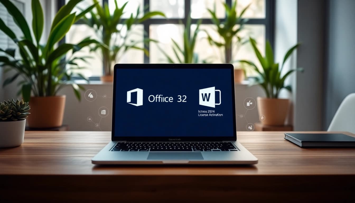 MS Office 2024 Mac Lizenz direkt aktivieren auf einem modernen MacBook am Schreibtisch.