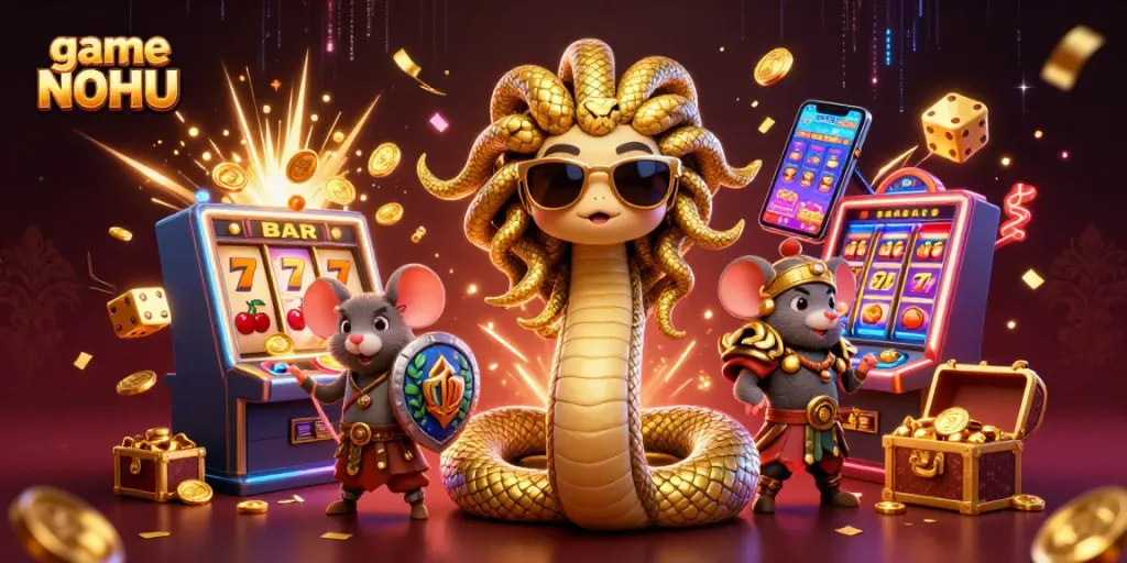 Engage in the thrilling game NOHU with vivid cartoon characters and jackpot action.