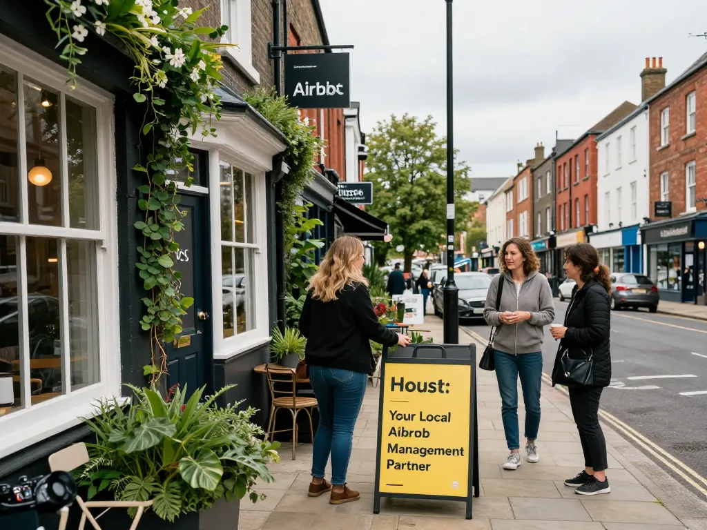 Experience hassle-free airbnb management sheffield with local expert Tracy welcoming guests outside her stylish rental property.
