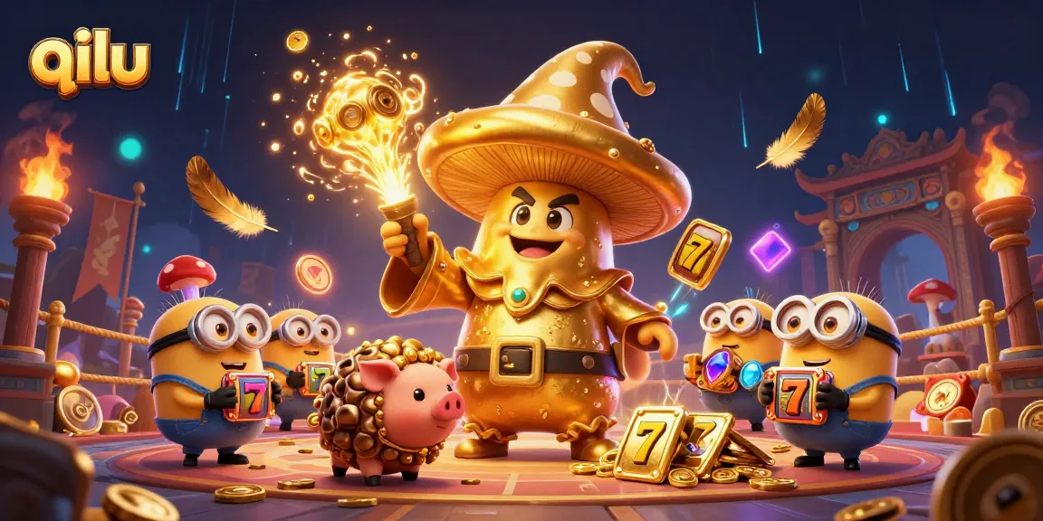 Experience qilu's golden magic in a lively casino scene filled with treasure and excitement.
