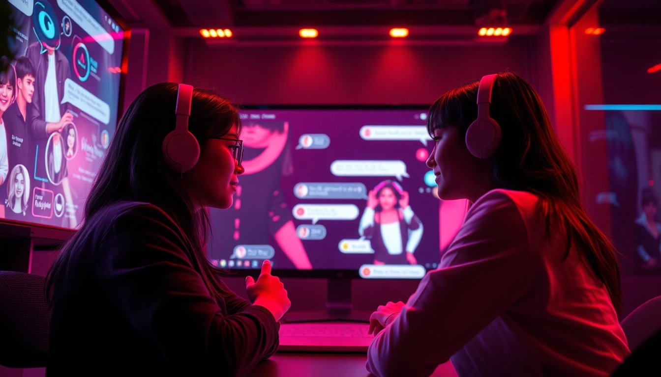 Dynamic view of an engaging NSFW chat scene with interactive AI character interfaces.