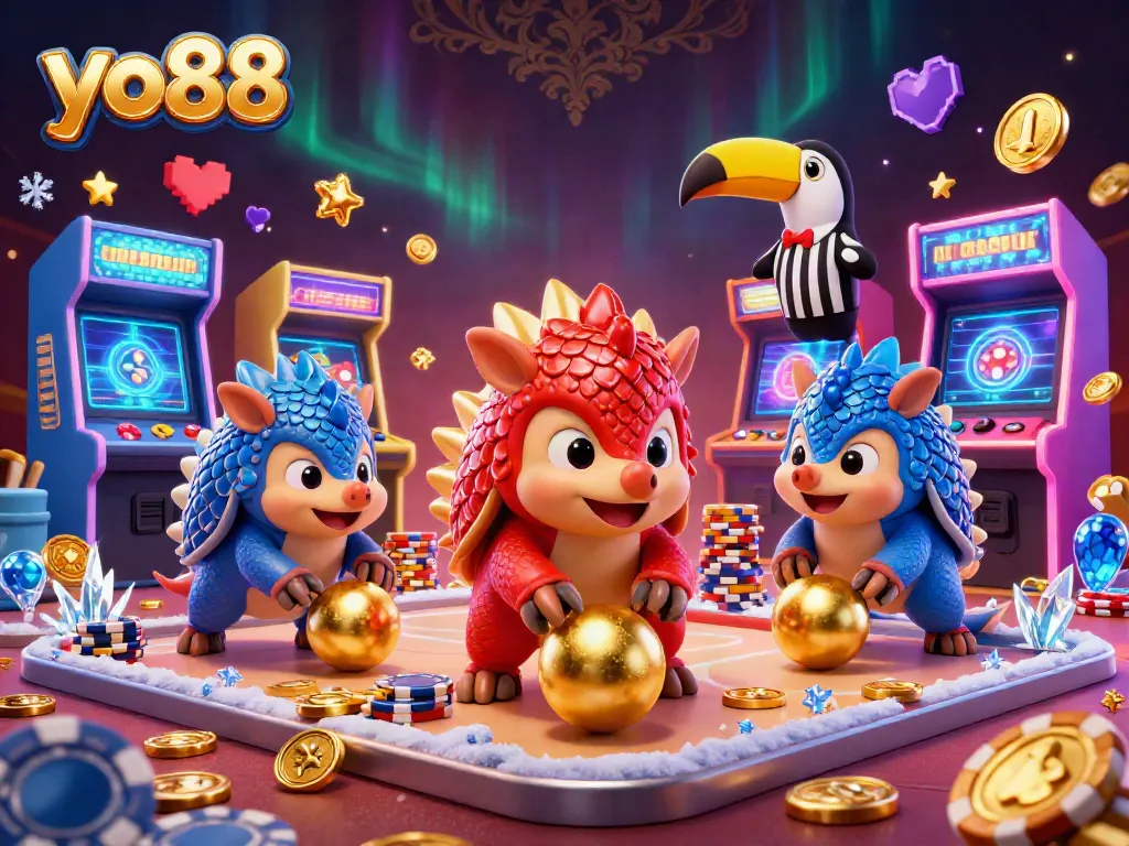 Experience thrilling wins with yo88 through vibrant arcade action in a packed casino scene.