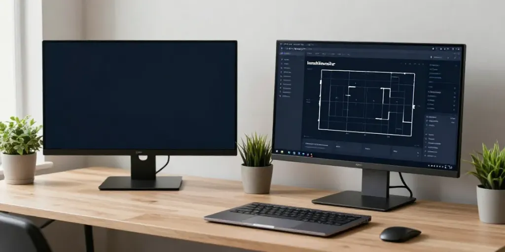 Impression von einem modernen Arbeitsplatz eines Immobilienmaklers in Karlsruhe mit digitalen Tools.