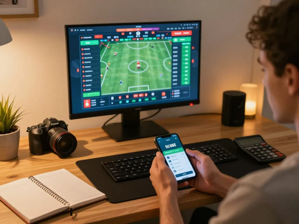 Person actively placing bets on SC88E mobile app in a cozy home setting.