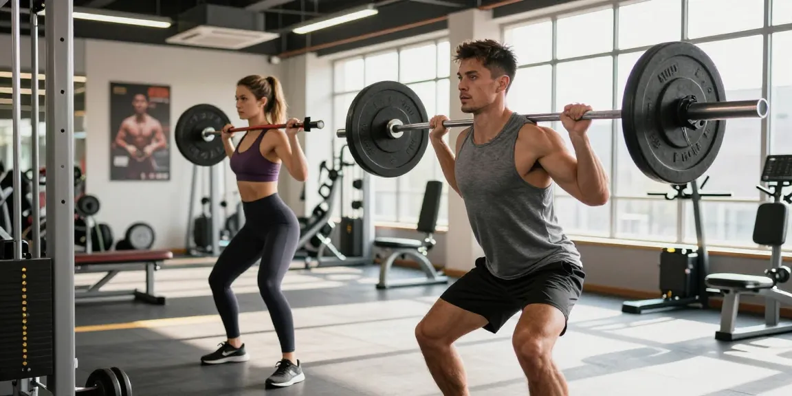 Aktive Szene im Astera Shop mit Fitnesssportlern beim Training und einer Vielzahl von Geräten im Hintergrund.