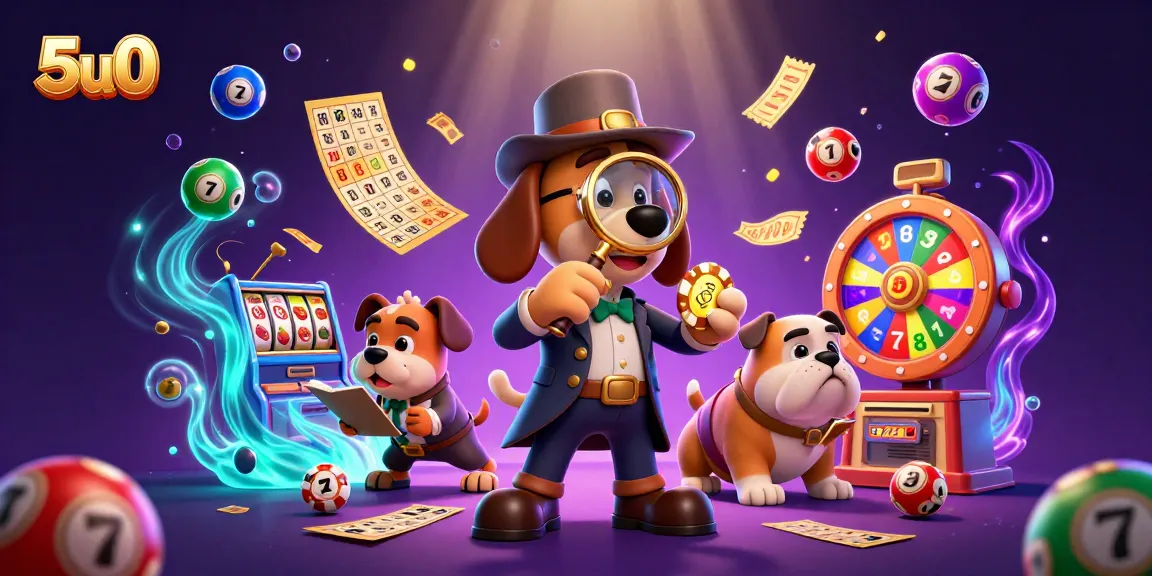 Engage with 5u0's exciting gaming scene, featuring a detective and lucky symbols.