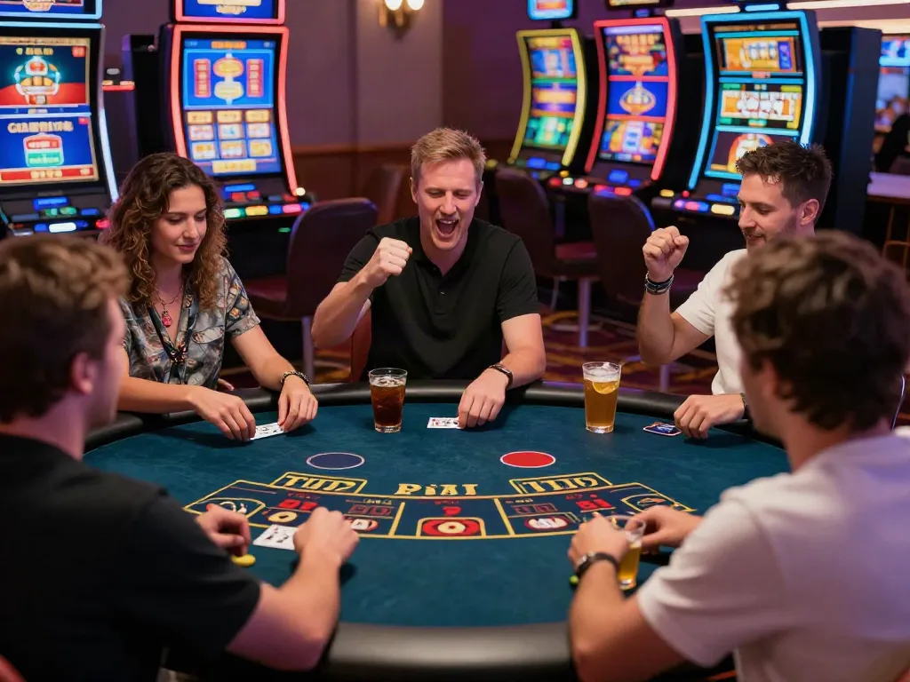 Engaged players enjoying rikvip online casino games in a vibrant atmosphere.